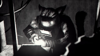 Cat working metal grinder light - its hand free wallpaper