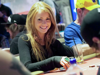 Woman sitting table beer man - kai carpenter free wallpaper