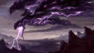 Purple black lightning storm mountains - anato finnstark free wallpaper