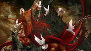 Red haired woman cape birds - chris rahn free wallpaper