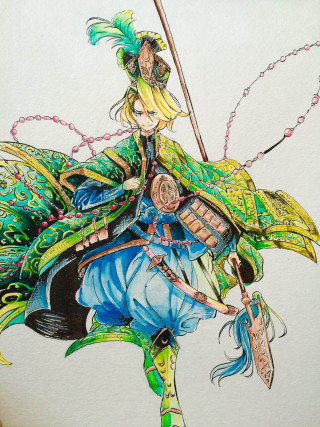 Woman costume sword drawing art - cloisonnism free wallpaper for mobile