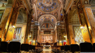 Church large ceiling wooden floor - andrea pozzo free wallpaper