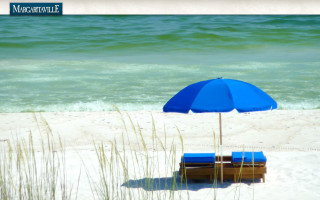 Blue umbrella two chairs beach - two chair free wallpaper