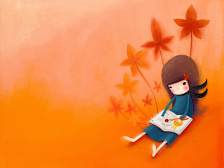 Girl sitting wall book flowers - a book in her hand free wallpaper
