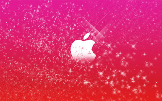 Pink red background white apple 2 - redshift free wallpaper