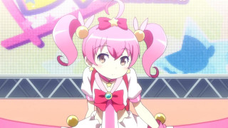 Pink haired girl rococo yayoi - a pink wall free wallpaper