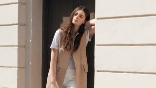 Woman looking window building hand - colour free wallpaper