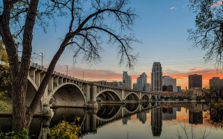 Bridge river city sunset dawn 5 - arlington nelson lindenmuth free wallpaper