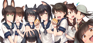 Anime girls bunny ears hotdog - kawaii free wallpaper for desktop
