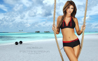 Woman bikini rope beach blue - a rope free wallpaper