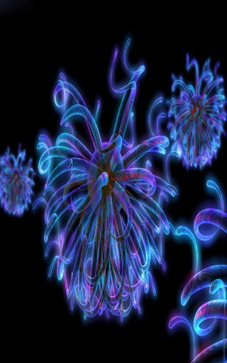 Blue pink lighted flower petals - bioluminescence free wallpaper for mobile