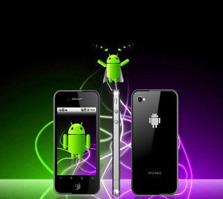 Cell phones table green purple - free technology wallpaper for tablet