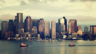 Boat city skyline water tall - the water near a city skyline free wallpaper