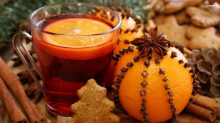 Mulled wine tea cinnamon star - free christmas wallpaper for desktop