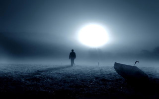 Person field boat fog sun - atmospheric free wallpaper