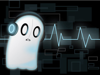 Ghost heartbeat black background blue - a ghost free wallpaper for desktop