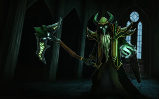 Man dark room axe glowing - league of legends concept art free wallpaper for desktop