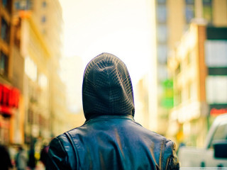 City street leather jacket bokeh - a street in a city free wallpaper