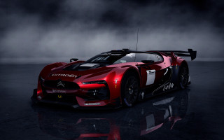 Red sports car dark room 42 - realistic free wallpaper for desktop