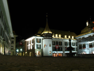 Clock tower town square night - a clock tower free wallpaper for desktop