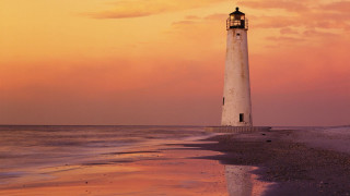 Lighthouse beach sunset pink sky 2 - fitz henry lane free wallpaper for desktop