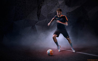 Man kicking soccer ball dark - the ball free wallpaper for desktop