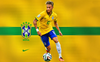 Brazil soccer kick yellow shirt - a soccer ball free wallpaper for desktop