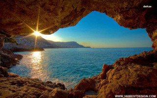 Ocean view cave beach sunset 2 - a view of the ocean free wallpaper for desktop