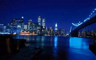 City skyline night bridge river 6 - american romanticism free wallpaper