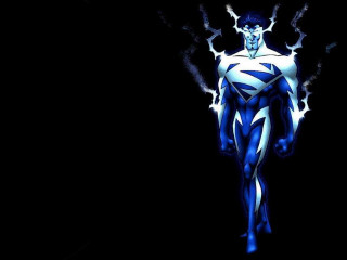 Man blue white suit lightning - his hands in his pockets free wallpaper for desktop
