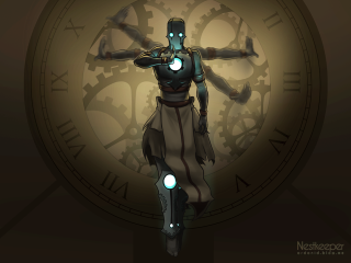 Clock woman dress gun clockface - mechanical free wallpaper