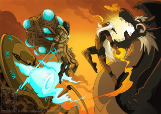 Cartoon man woman fighting clock - the other side free wallpaper for desktop