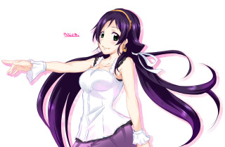 Woman purple hair pointing hand - long purple hair free wallpaper for desktop