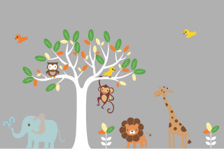 Animals trees giraffe mural wall - a giraffe free wallpaper for desktop