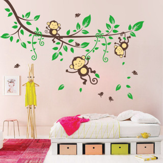 Bedroom monkeys wall leaves tree - cheng shifa free wallpaper for tablet
