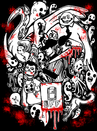 Cartoon characters blood black background - dark art free wallpaper for mobile