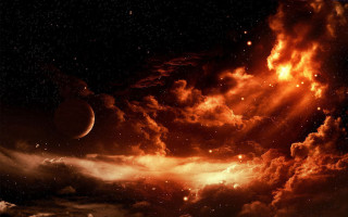 Orange cloud bright light half - atmospheric free wallpaper