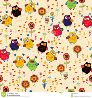 Colorful owls flowers white yellow - a yellow background free wallpaper for tablet