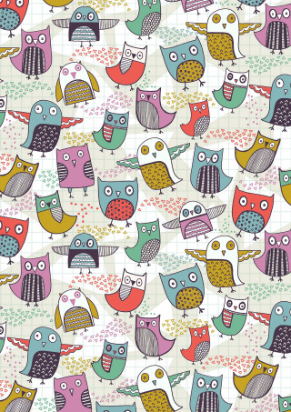 Colorful owl pattern checkered background - free cats wallpaper for mobile