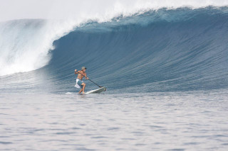 Man riding surfboard wave ocean - epic proportion free wallpaper