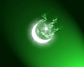Green background crescent star white 2 - fathi hassan free wallpaper