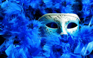 Mask feathers blue background black - a mask free wallpaper