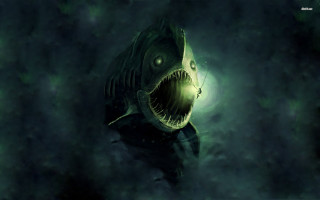 Glowing monster fish open mouth - a big mouth free wallpaper