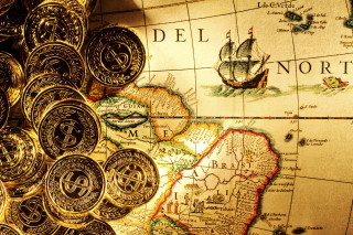 Map coins compass ship treasure - behance hd free wallpaper