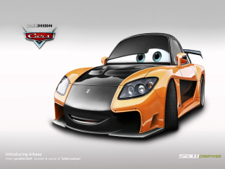 Cartoon car smiling face eyes - a big smile free wallpaper