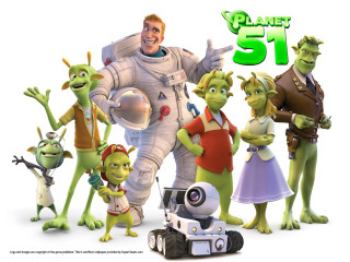 Cartoon characters group planet 51 - a white background free wallpaper
