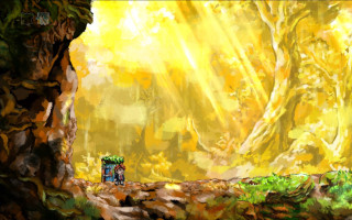 Person walking forest backpack shoulder - a painting of a person free wallpaper for desktop