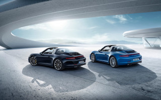 Two blue porsches building sky - evariste vital luminai free wallpaper