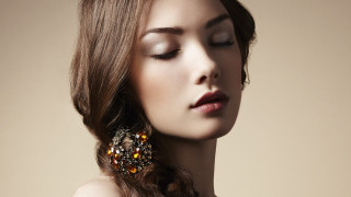Woman braid earrings closed eyes - neutral free wallpaper for desktop