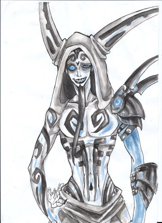 Woman horns hood sword drawing - her head and a sword free wallpaper for mobile